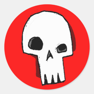 Skull 16-Red Runder Aufkleber