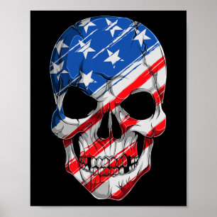 Skull 4. Juli Amerikanische Flagge - Unabhängigkei Poster