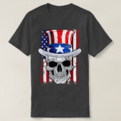 Skull 4. Juli Uncle Sam American Flag Men Wome T-Shirt (Design vorne)