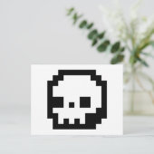 Skull 8-Bit Pixel Art Postcard Postkarte (Stehend Vorderseite)