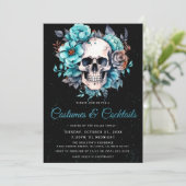 Skull Adult Kostüme & Cocktail Halloween-Party Einladung (Stehend Vorderseite)