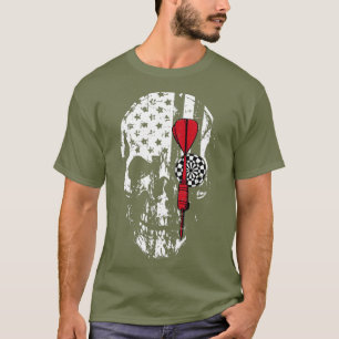 Skull American Flag Darts Board werfen Sport T-Shirt