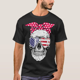 Skull American Flag Sonnenbrille Unabhängigkeit Ta T-Shirt