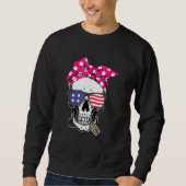 Skull American Flag Veteran Day Skeleton Militär Sweatshirt (Vorderseite)
