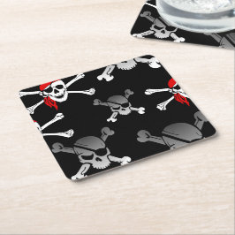 Skull an Knochen Party Pirate Square Paper Unterse Rechteckiger Pappuntersetzer