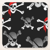 Skull an Knochen Party Pirate Square Paper Unterse Rechteckiger Pappuntersetzer (Vorderseite)