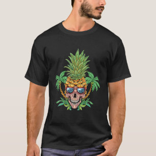 Skull Ananas Aloha Strände Hawaiianische Blume Haw T-Shirt