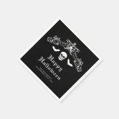 Skull and Bats Gothic Happy Halloween Black Serviette (Ecke)