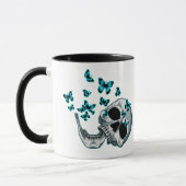 Skull and Blue Butterflies Mug Tasse (Links)