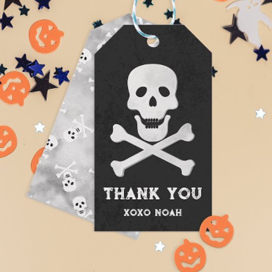Skull and Bones Halloween Danke Tag Geschenkanhänger