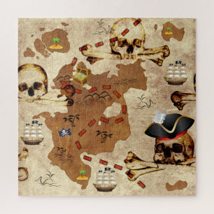 Skull and Bones Pirate Schatzinsel Karte Puzzle