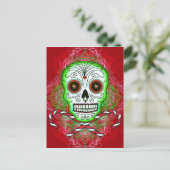 Skull and Candy Canes Postcard Postkarte (Stehend Vorderseite)
