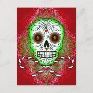 Skull and Candy Canes Postcard Postkarte