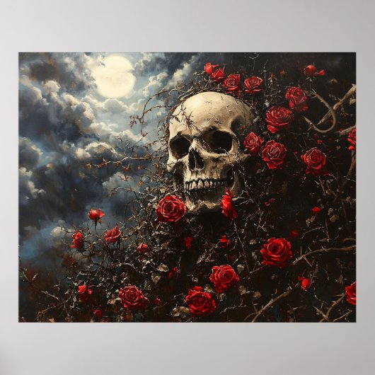 Skull and Crimson Roses Poster (Vorne)