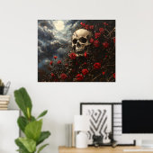 Skull and Crimson Roses Poster (Heimbüro)