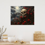 Skull and Crimson Roses Poster (Küche)