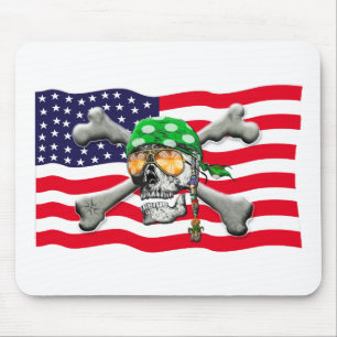 Skull and Cross Bones USA Pirate Mousepad