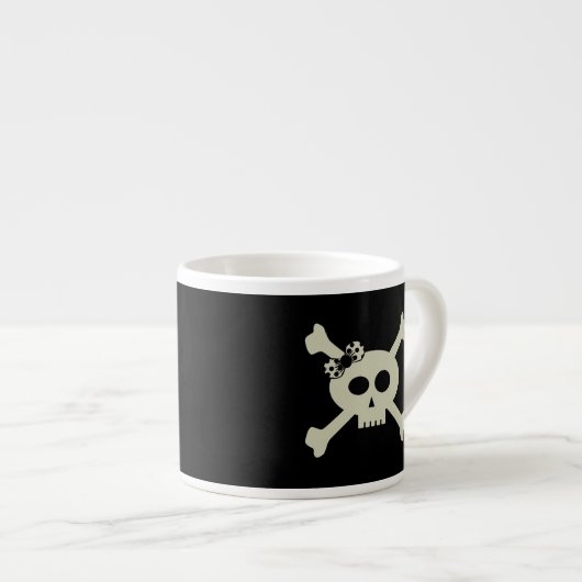 Skull and Crossbones Giratname Black Funny Espressotasse (Vorderseite Rechts)