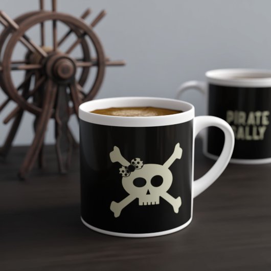Skull and Crossbones Giratname Black Funny Espressotasse