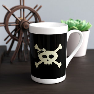 Skull and Crossbones Girl Pirate Bone China Tasse