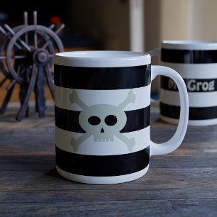 Skull and Crossbones Pirate Black Stripes Funny Jumbo-Tasse