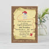 Skull and Crossbones Pirate Schatzkarte Einladung (Stehend Vorderseite)