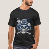 Skull And Crossbones Pirate Ship Jolly Roger Flag T-Shirt (Vorderseite)
