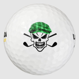 Skull and Crossed Golf Clubs Golfball