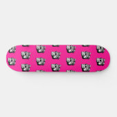 Skull and Crown Pattern Pink Skateboard (Horizontal)
