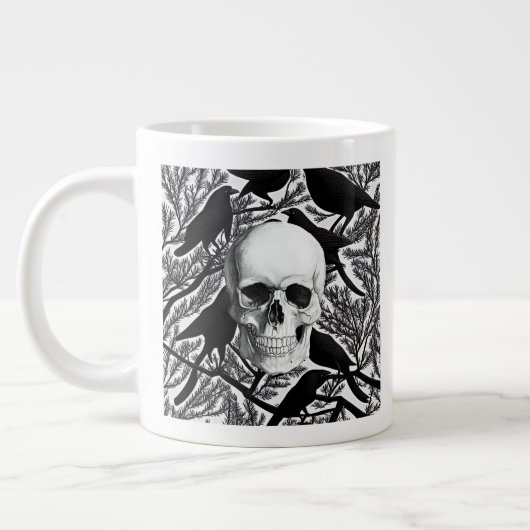 Skull and Crows Halloween Jumbo-Tasse (Links)