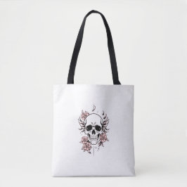 Skull and Flower Tote Bag | Edgy Floral Design Tasche