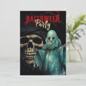 Skull and Ghost Mystic Halloween-Party Einladung (Stehend Vorderseite)