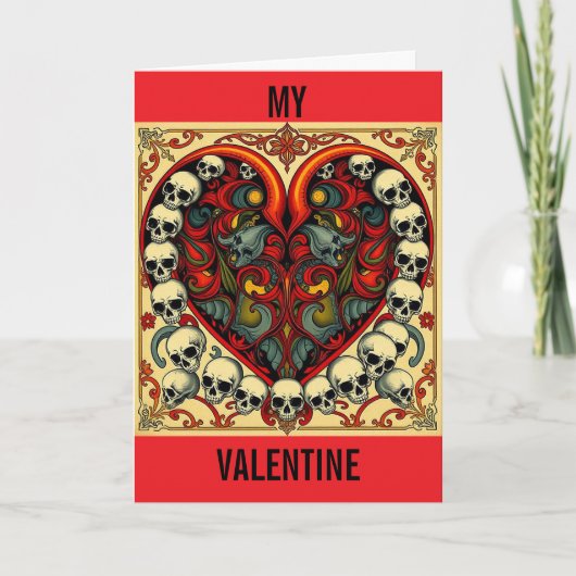 Skull and Heart valentine's card Feiertagskarte (Vorderseite)