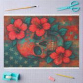 Skull and Hibiskus in Grunge Art Decoupage Seidenpapier (Basteln)