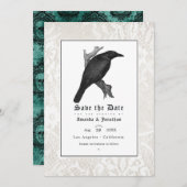 Skull and Lace Gothic Wedding Foto Save The Date (Vorne/Hinten)