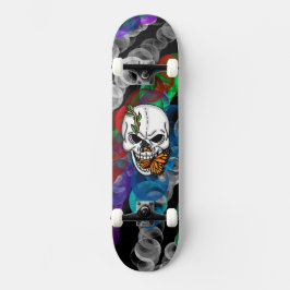 Skull and Monarch Butterfly Digitale Kunst Skateboard