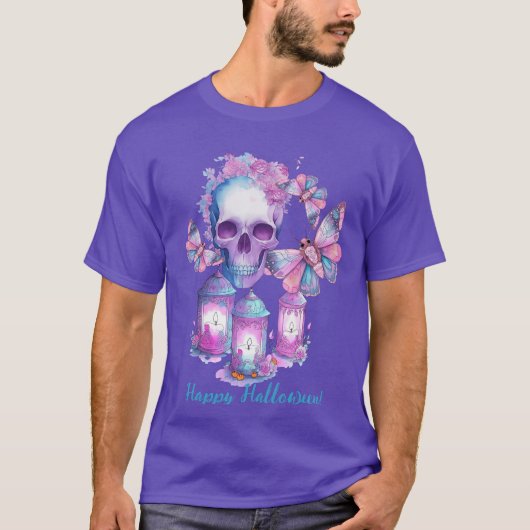 Skull and Moths Halloween T-Shirt (Vorderseite)