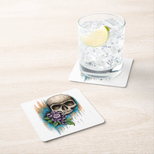 "Skull and Mum" Custom Designer Drinks Coasters Rechteckiger Pappuntersetzer (Vor Ort)