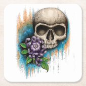 "Skull and Mum" Custom Designer Drinks Coasters Rechteckiger Pappuntersetzer (Vorderseite)