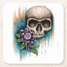 "Skull and Mum" Custom Designer Drinks Coasters