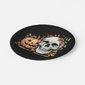 Skull and Pumpkin Art Pappteller (Schrägansicht)