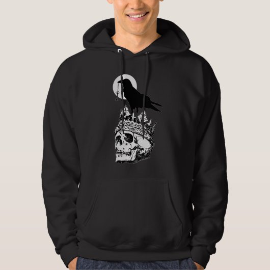 Skull and Raven Gothic Art Hoodie (Vorderseite)