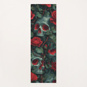 Skull and Red Roses Pattern – Dark Floral Design Yogamatte (Vorderseite)