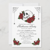 Skull and Rose Gothic Halloween Einladung (Vorderseite)