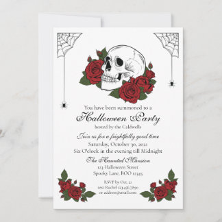 Skull and Rose Gothic Halloween Einladung