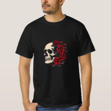 Skull and Rose Shirt - Gotische Kunst des Lebens &