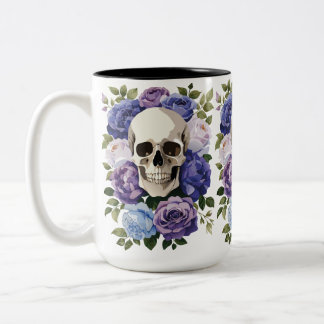 Skull and Roses – Gothic Floral Zweifarbige Tasse
