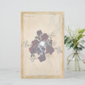Skull and Roses Tattoo Style Goth Art Briefpapier (Stehend Vorderseite)