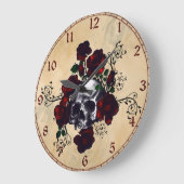 Skull and Roses Tattoo Style Goth Art Große Wanduhr (Winkel)
