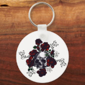 Skull and Roses Tattoo Style Goth Art Schlüsselanhänger (Vorderseite)